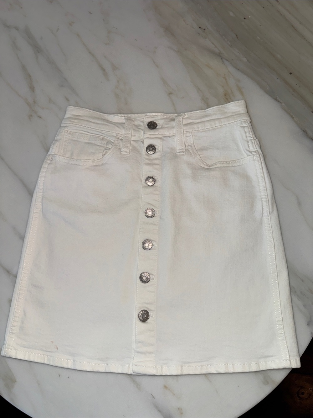 Madewell White Button -Front Mini Skirt